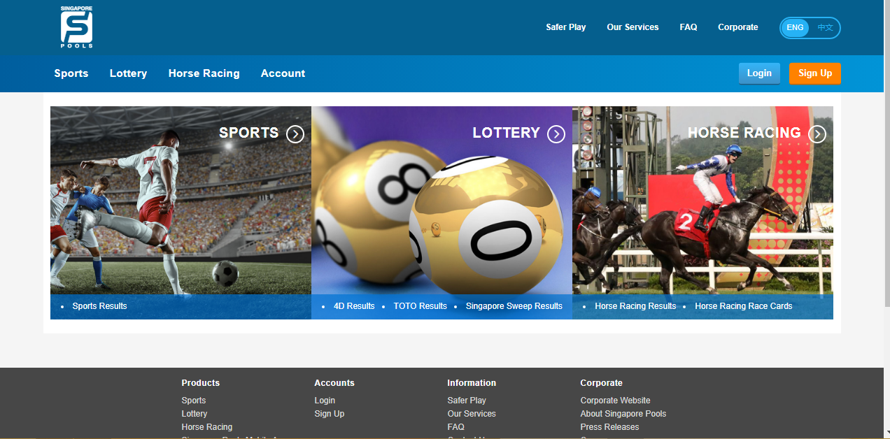 An image of the Singaporepools sportsbook homepage image