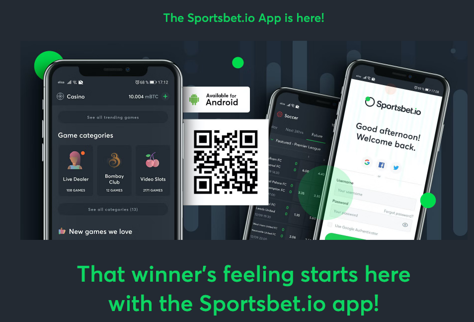 An image of the Sportsbet.io mobile app page