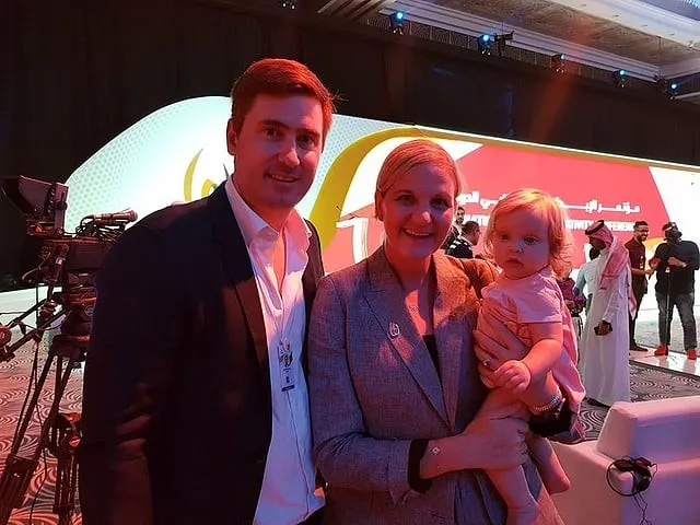 File photo of Kirsty Coventry along with her husband Tyrone Seward and daughter. @Gautam Bhattacharyya