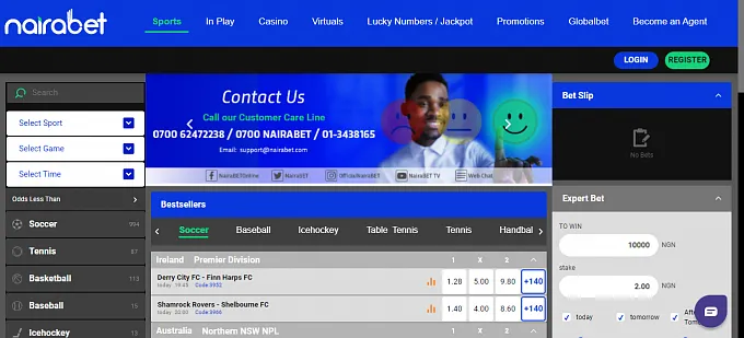 Visit the Nairabet website