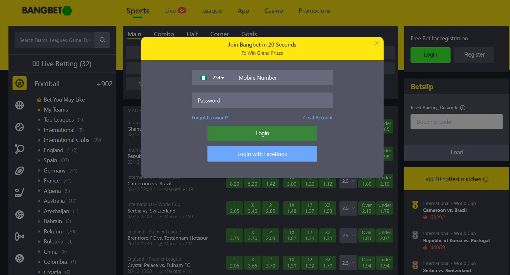 Official Bangbet login banner