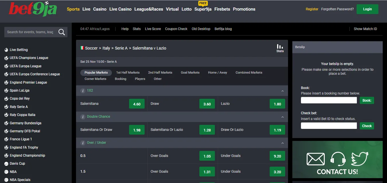 Nigerian Online betting odds banner
