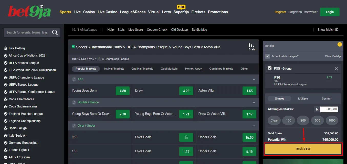 Image of Bet9ja How to Bet Page