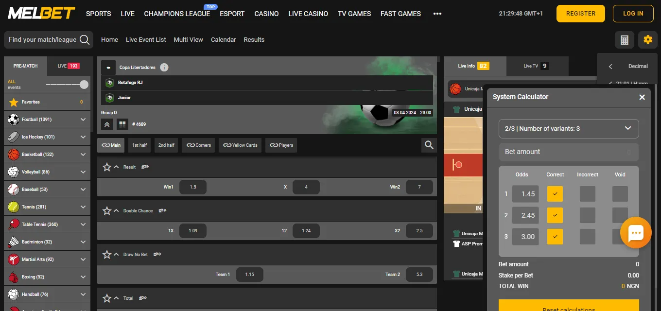 Image of Melbet Live Streaming Page