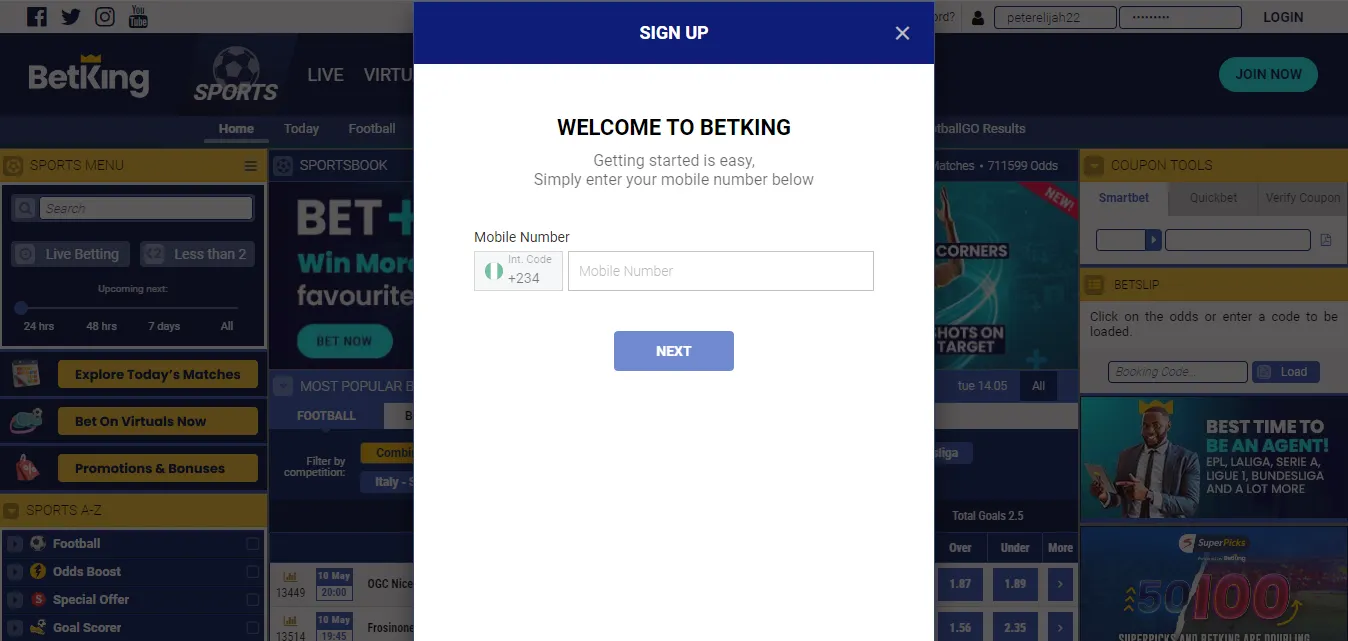 Image Of Betking Aviator Register Process