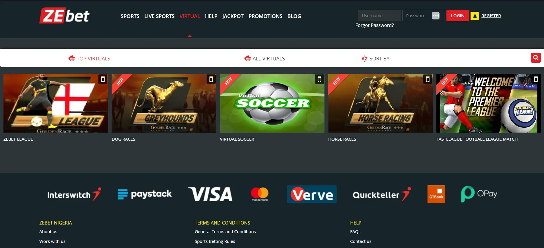 Zebet Virtual Sports Betting