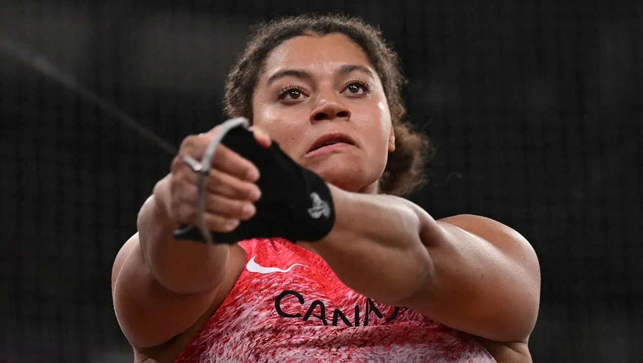 Canada’s Camryn Rogers en route to gold. @worldathletics/X