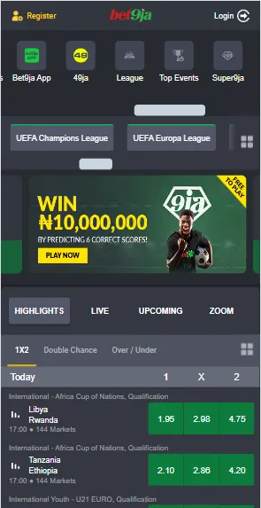 Bet9ja Mobile Sports Betting Image