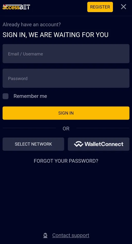 Accessbet login