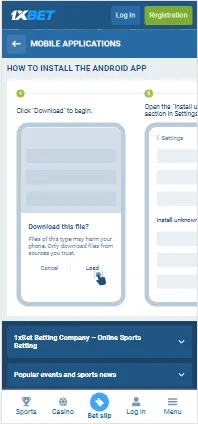 1xBet Android app image