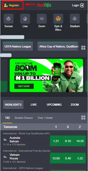 Bet9ja Create Account Form Image