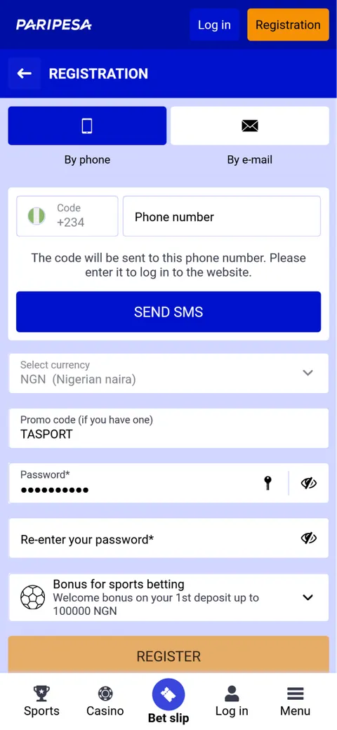 Paripesa iOS mobile app page image