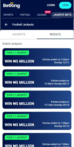 Betking Nigeria Mobile Version Page Image