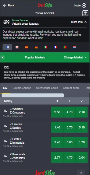 Bet9ja Zoom Soccer How to Play on Mobile Image