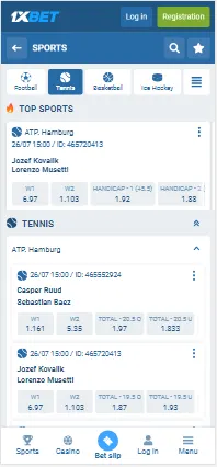 1xBet mobile version image