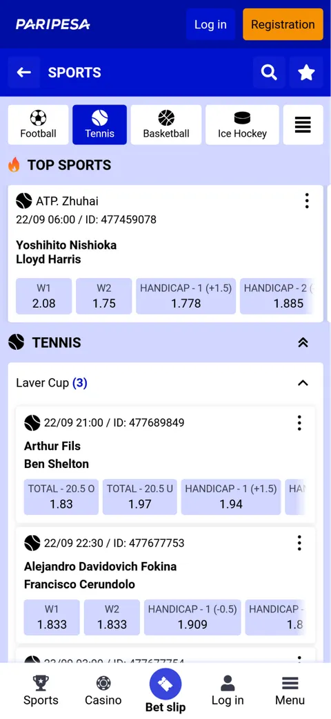 Paripesa iOS mobile app page image