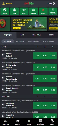 Bet9ja Web Version Image