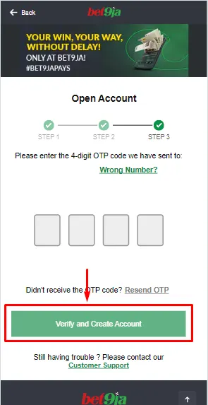 Bet9ja Create Account Form Image