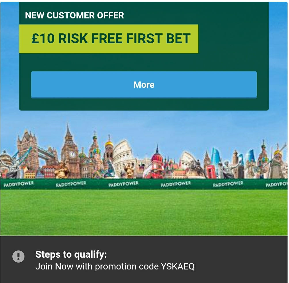 PaddyPower £10 Risk Free Bet
