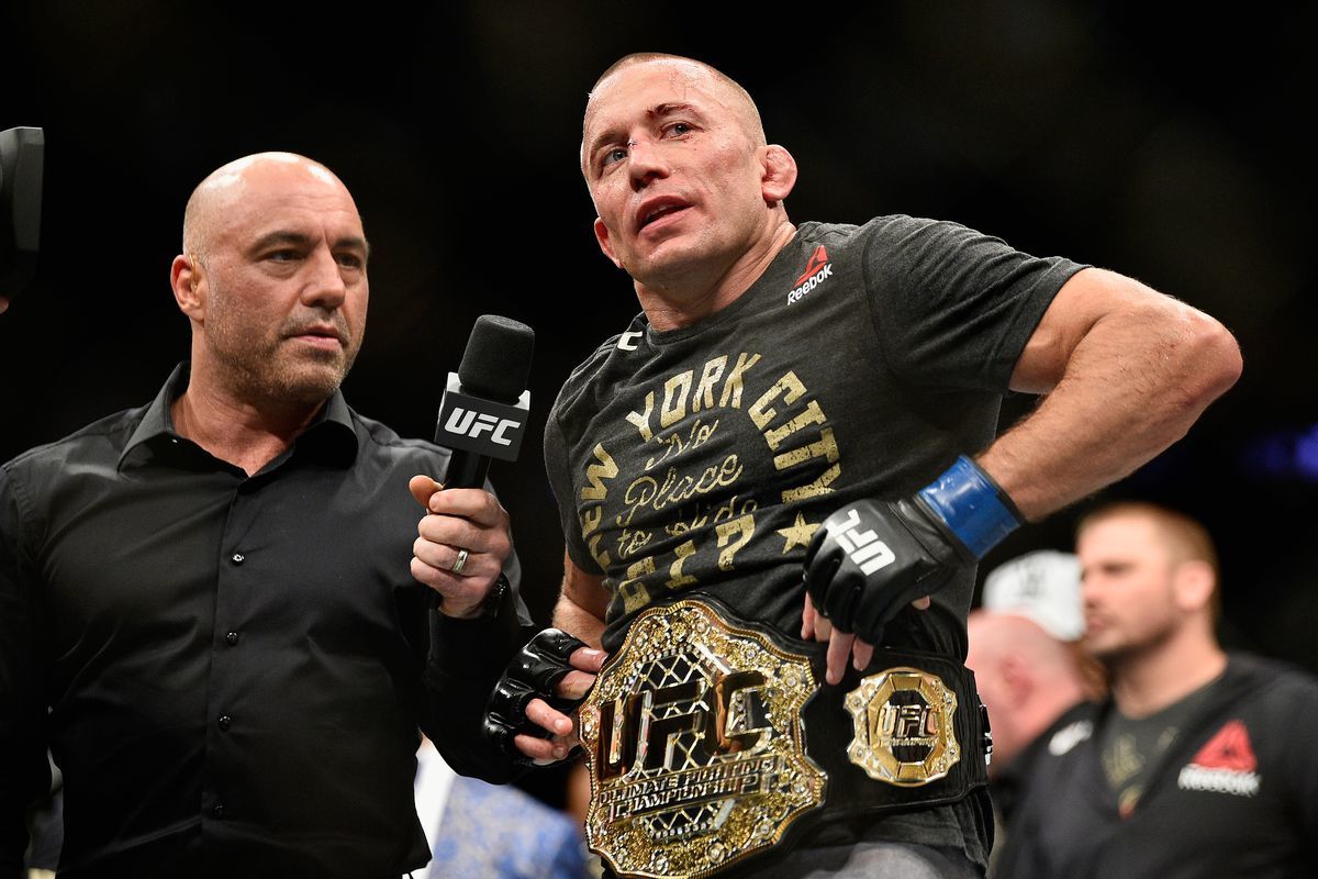 St-Pierre shows how he strangled his own statue