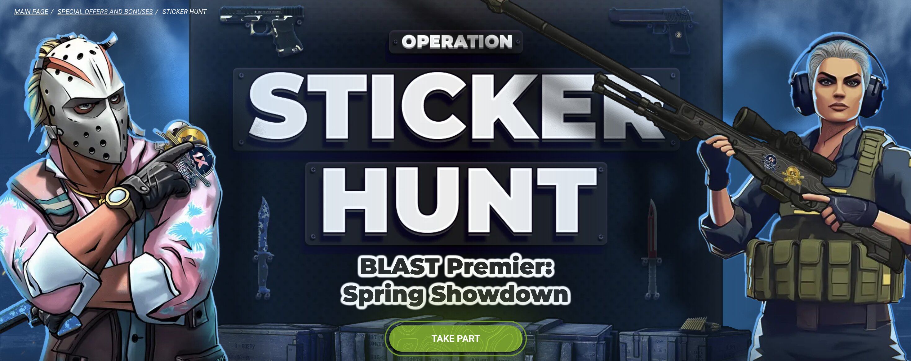 1xBet Operation Sticker Hunt BLAST Premier: Spring Showdown Promotion