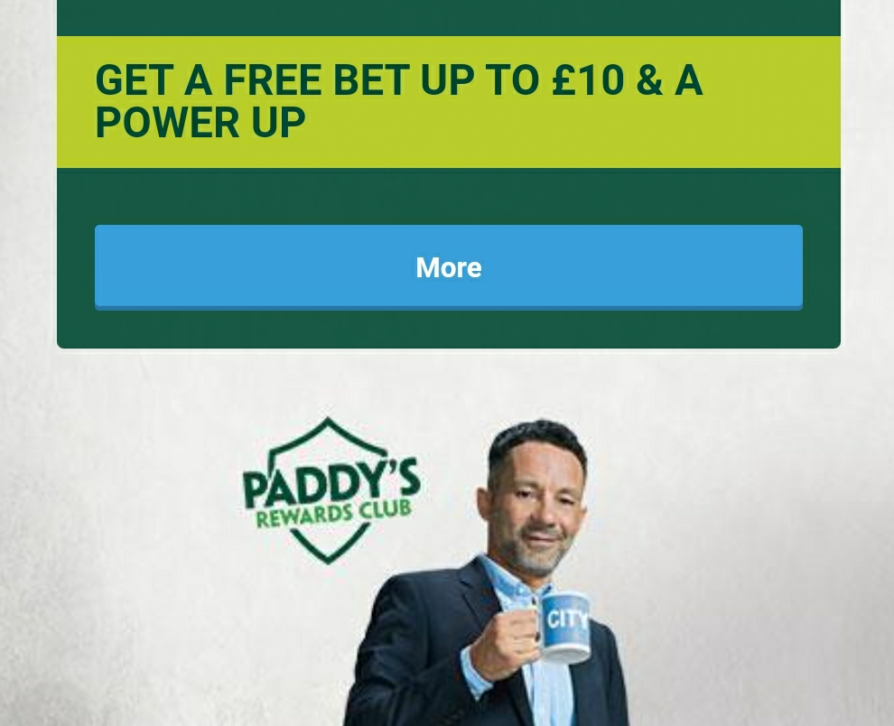 PaddyPower £10 Free Bet and Power Up
