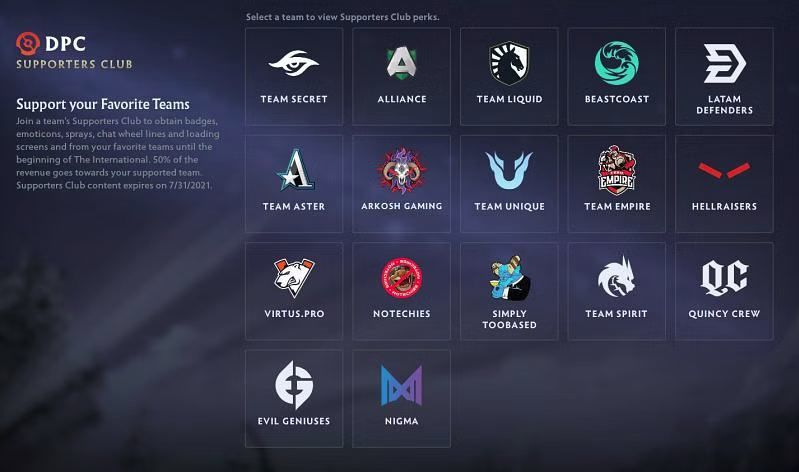 NaVi, Alliance, Team Aster, and other DPC 2022/23 team bundles added to Dota 2
