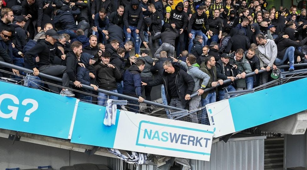 Gofferstadion stand collapses as Vitesse fans celebrate