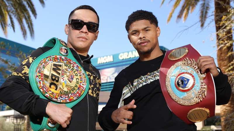 Shakur Stevenson v Oscar Valdez face off in a Super-featherweight unification bout 30 April 2022