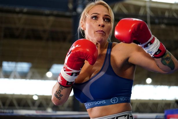 World boxing sex symbol Ebanie Bridges shows up to the weigh-in for her fight against O'Connell in transparent underwear