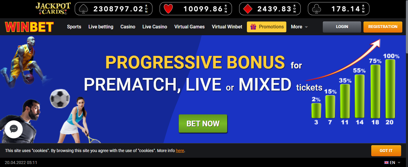 Winbet 100% Progressive Bonus