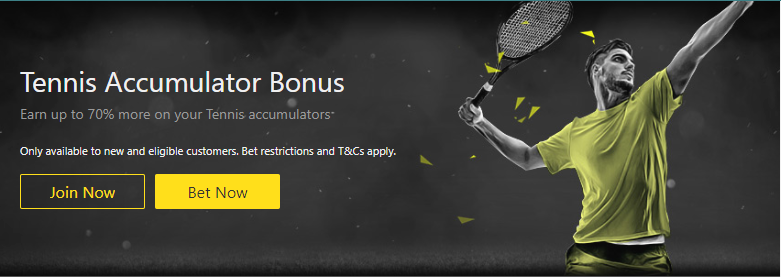 Bet365 Tennis Accumulator Bonus up to 70%