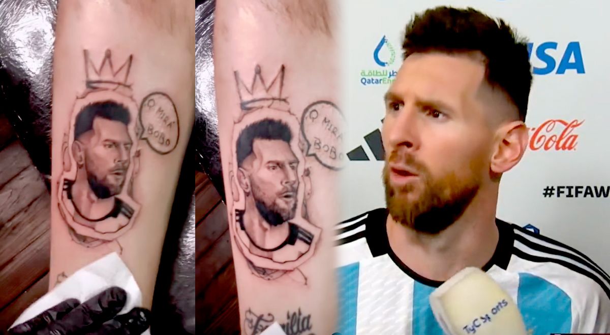 Un hincha se tatuó la ahora famosa frase de Leo Messi  &quot;qué miras bobo&quot;