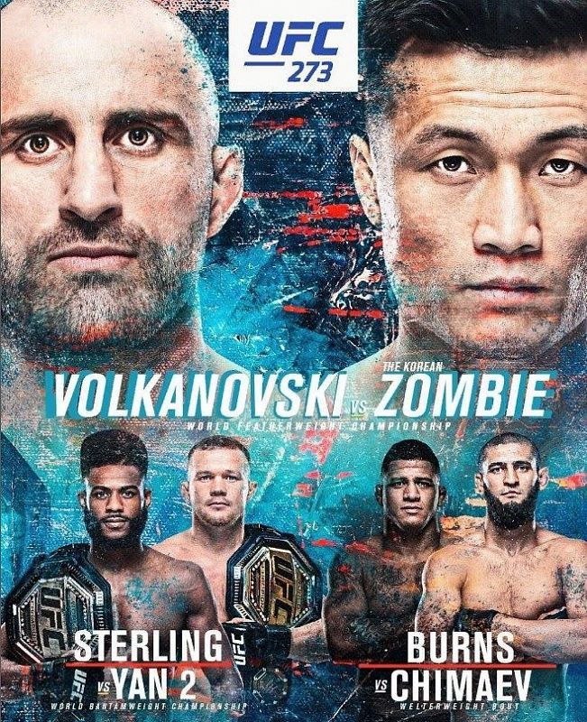 Revancha de Jan y Sterling, pelea por el titulo de Volkanowski, apuestas y cuotas en UFC 273