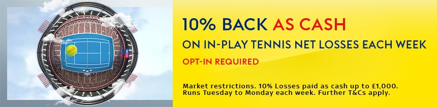 Get a cashback on in-play tennis with Sky Bet