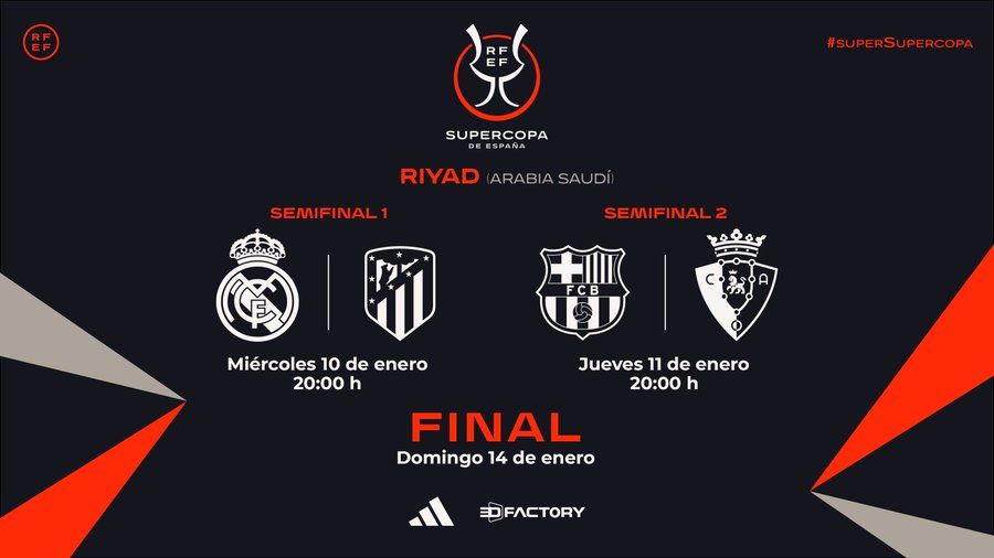 La RFEF confirmó la agenda para la final de la Supercopa de España 