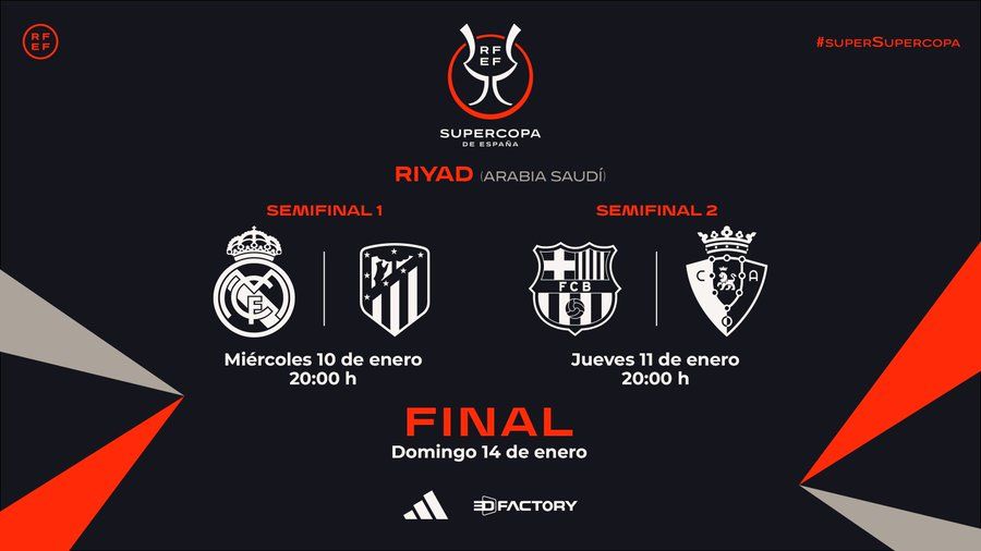 La RFEF confirmó la agenda para la final de la Supercopa de España