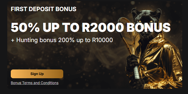 PantherBet First Deposit Bonus 50% Up To R2000