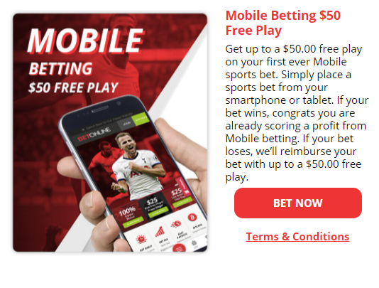 BetOnline Mobile Betting $50 Free Play