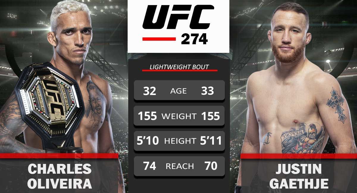 El choque de dos grandes de la UFC 274: Charles Oliveira  VS Justin Gaethje 