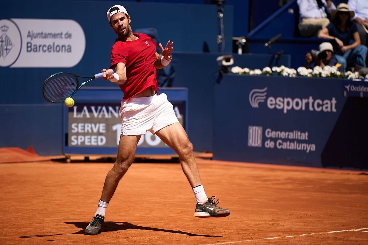 Karen Khachanov and Sebastian Ofner battle on red clay at Tennis Club de Genève in the ATP 250 Geneva quarterfinals on May 22, 2025.
