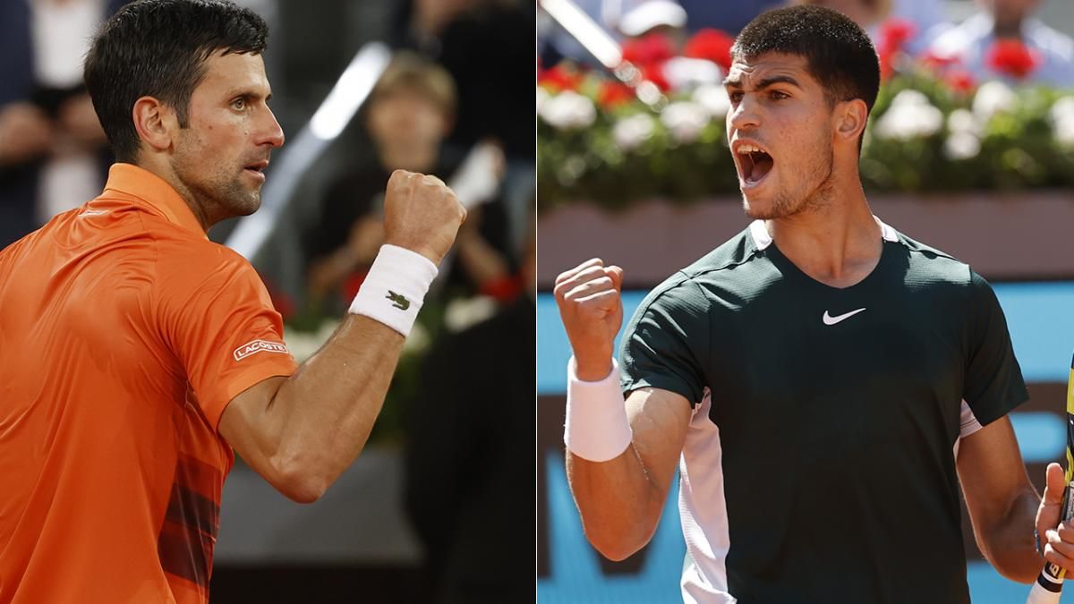 Carlos Alcaraz y Novak Djokovic, podrían tener el próximo lunes el mismo puntaje en el ranking ATP