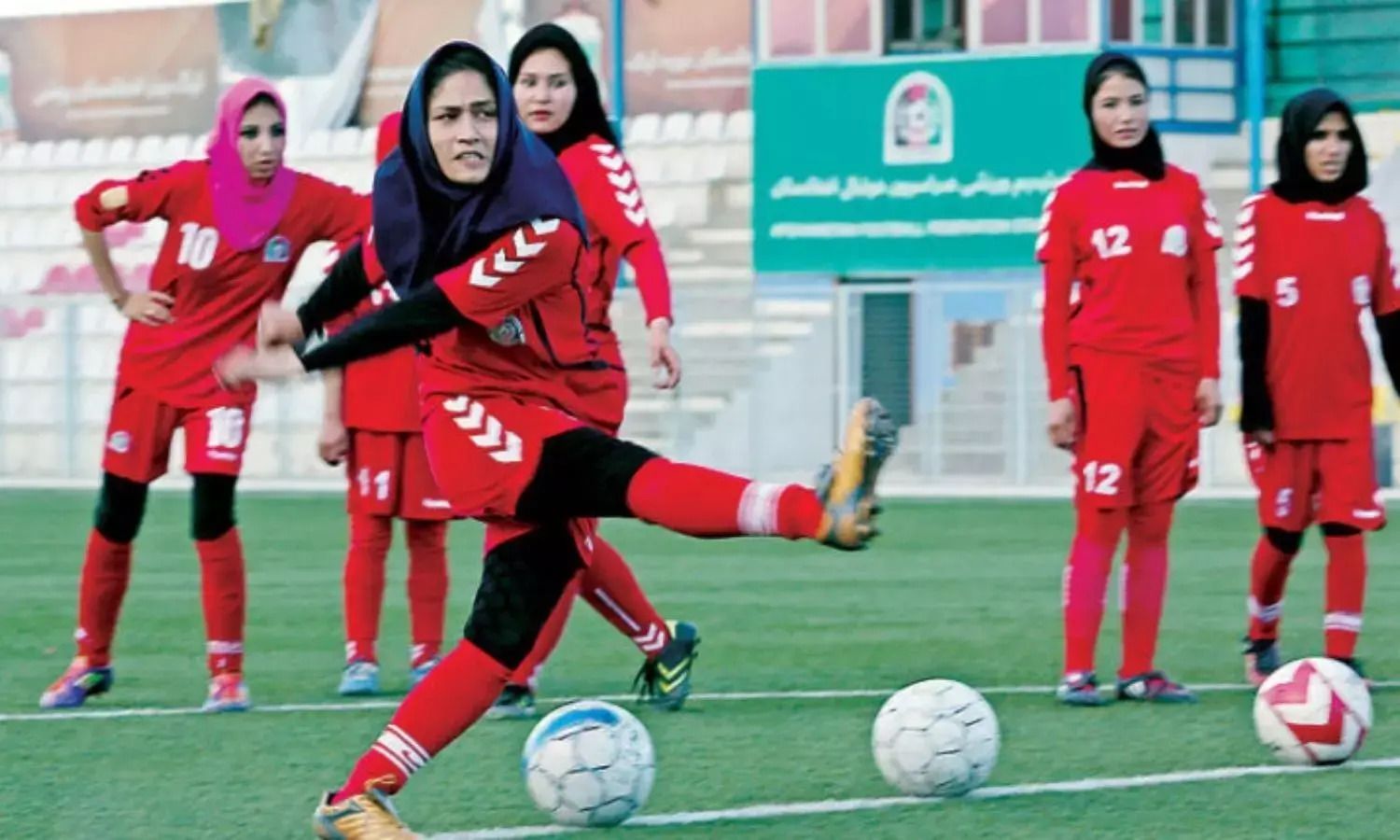 Afghanistan women's team participate in football game for the first time since exile