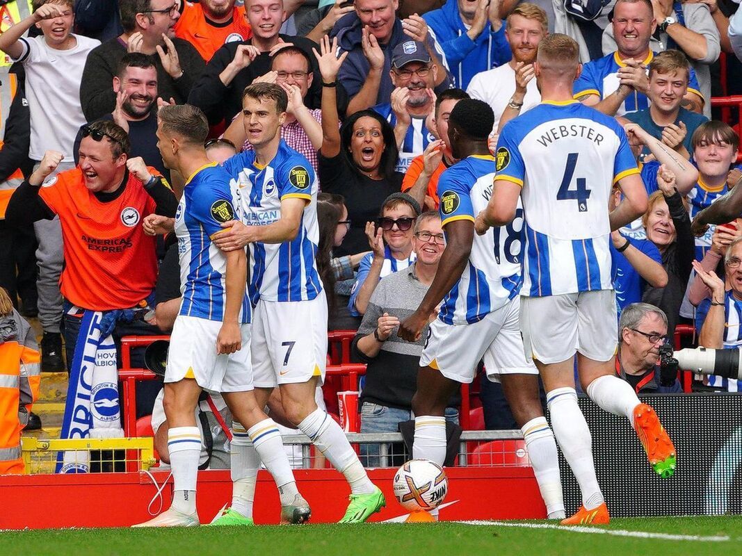 Trossard's hat-trick allowed Brighton to draw in an away match against Liverpool