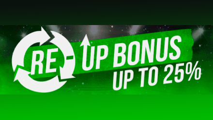 Betnow Re-up Bonus up to 25%