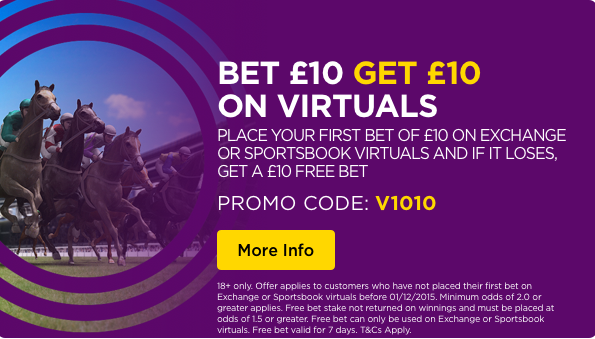 Betdaq Bet £10, Get £10 on Virtuals