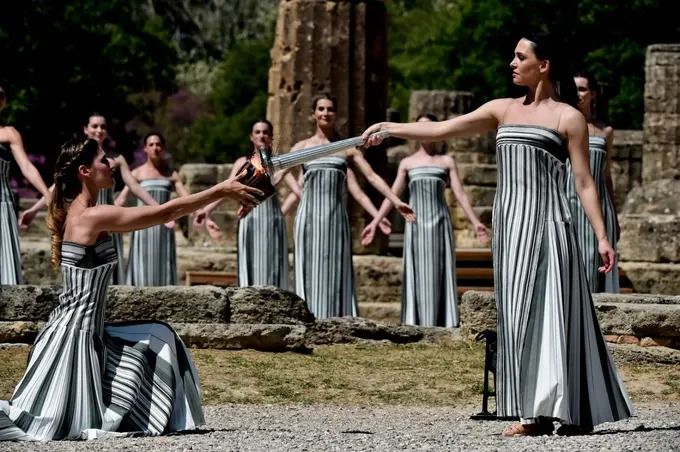 Olympic Flame For Paris 2024 Lit In Ancient Olympia