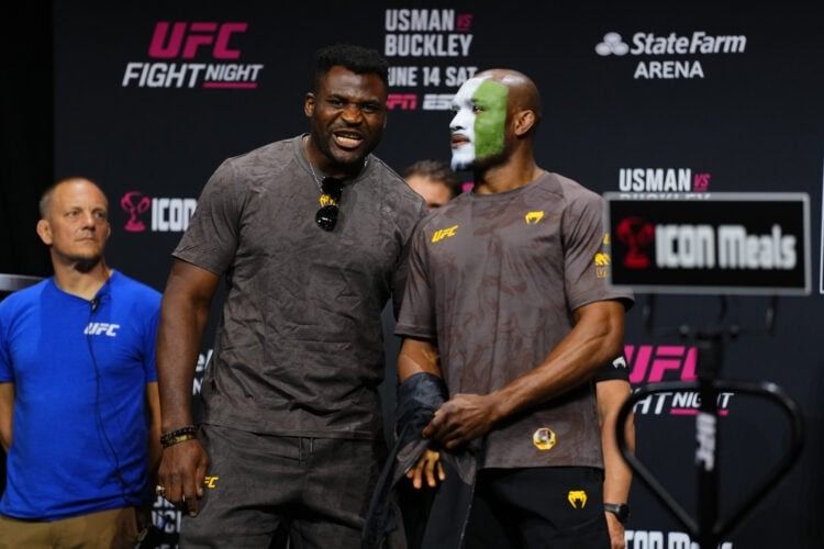 Ngannou Makes Surprise Appearance at UFC on ESPN 69 Weigh-Ins