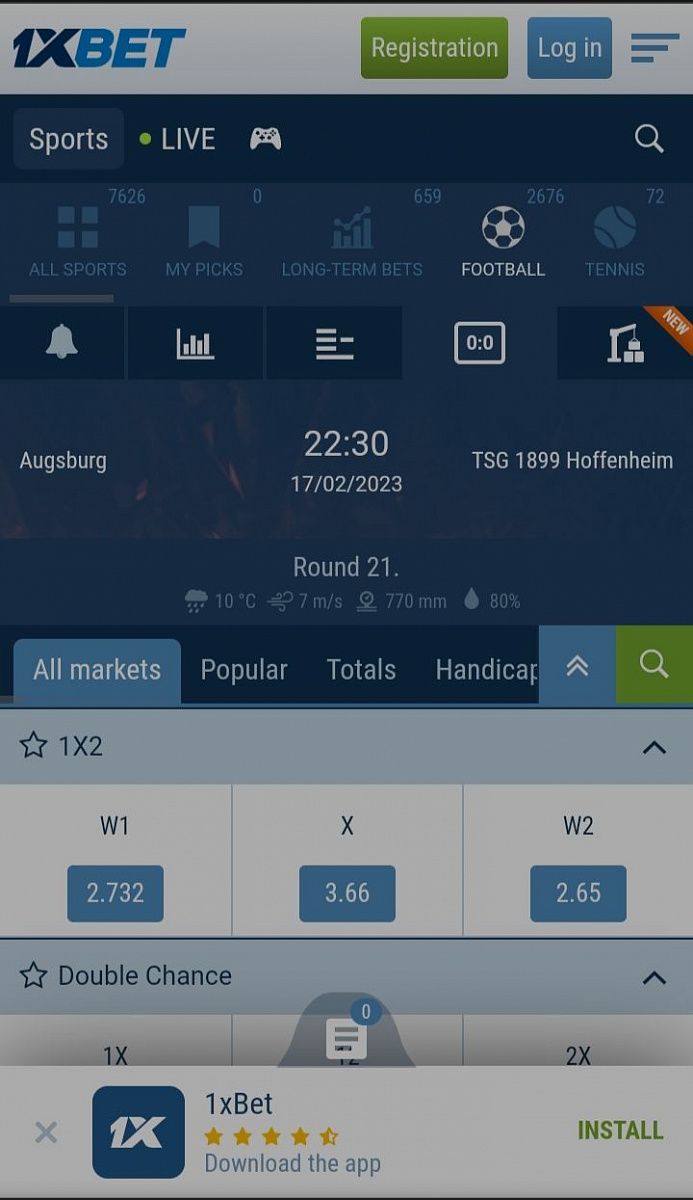 1xBet Mobile site