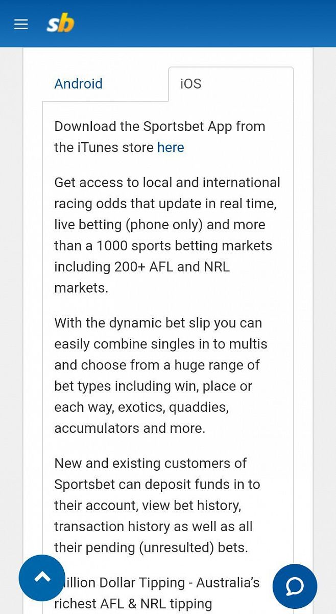 Download the Sportsbet Mobile app